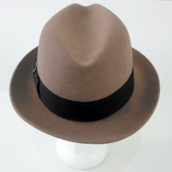 Vintage Bee Fedora Hat Tan Dyna Felt Wool Blend Mens 6 7/8 - Picture 4 of 12